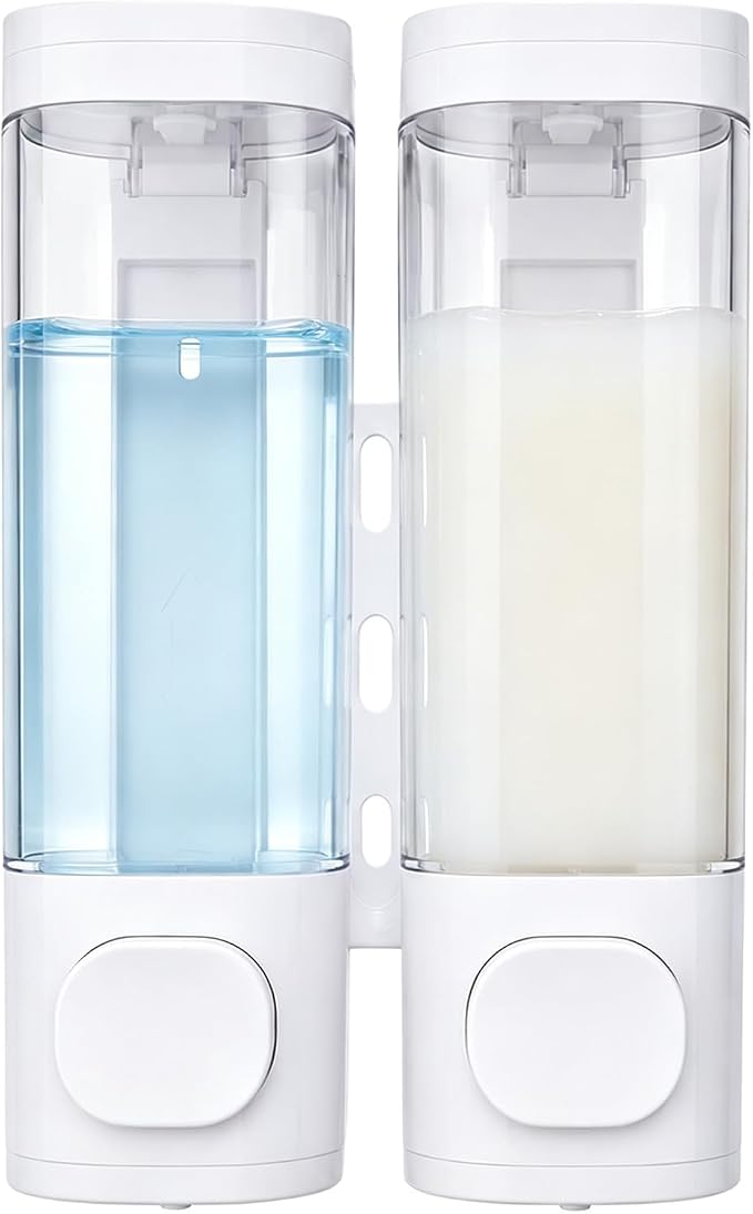 2-Chamber 10oz/300ML White Plastic Hand Wall Mounted Soap Dispensers | by Unknown