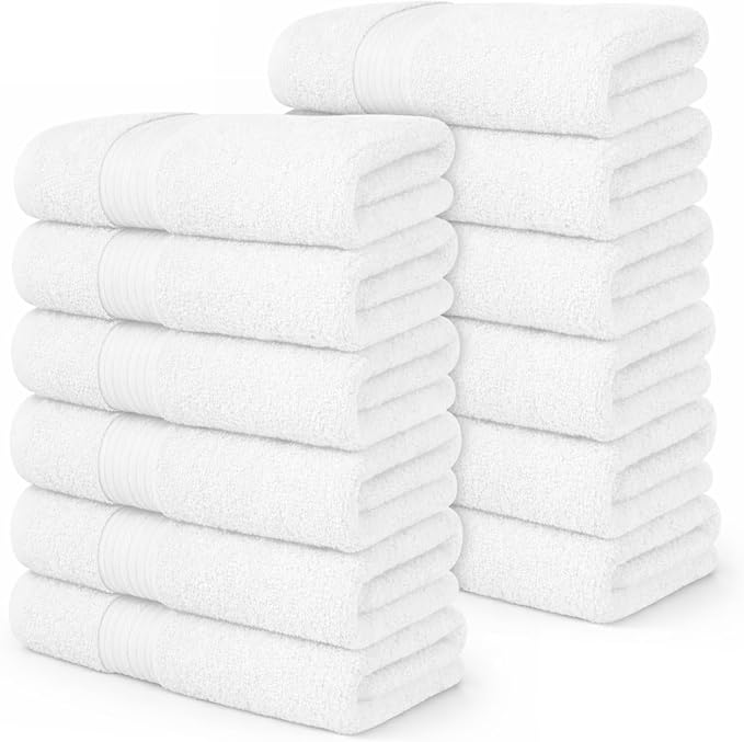 100% Cotton Hand Towels 18x28 Inches, 600 GSM, Soft & Absorbent by AmpleDecor
