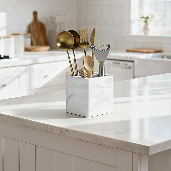 Luxspire Toothbrush Holder, 3 Slots, Marble White | Diatomite, Fast Drying - Image 7