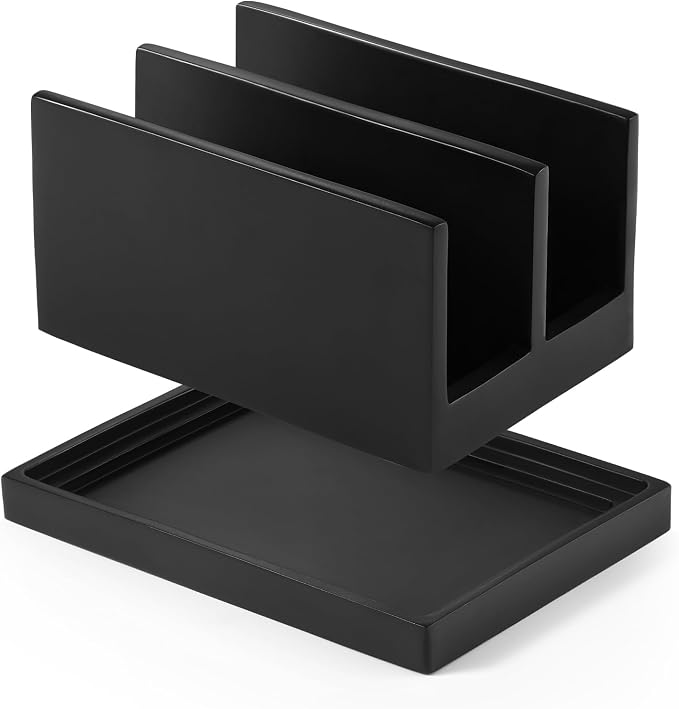 Luxspire Kitchen Sponge Holder wtih Drain Tray, 2 Compartment, Matte Black - Image 8