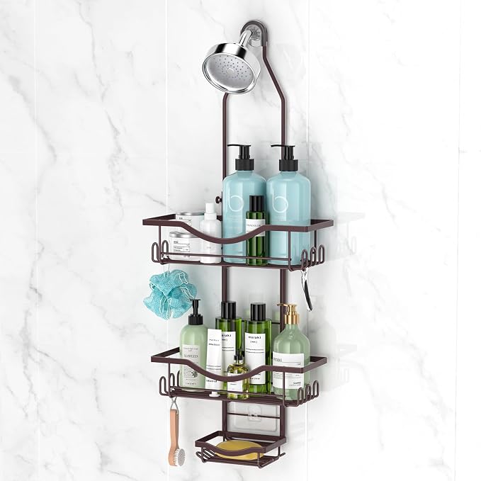 REINHARDT Adjustable Shower Caddy Hanging Over Shower Head by REINHARDT