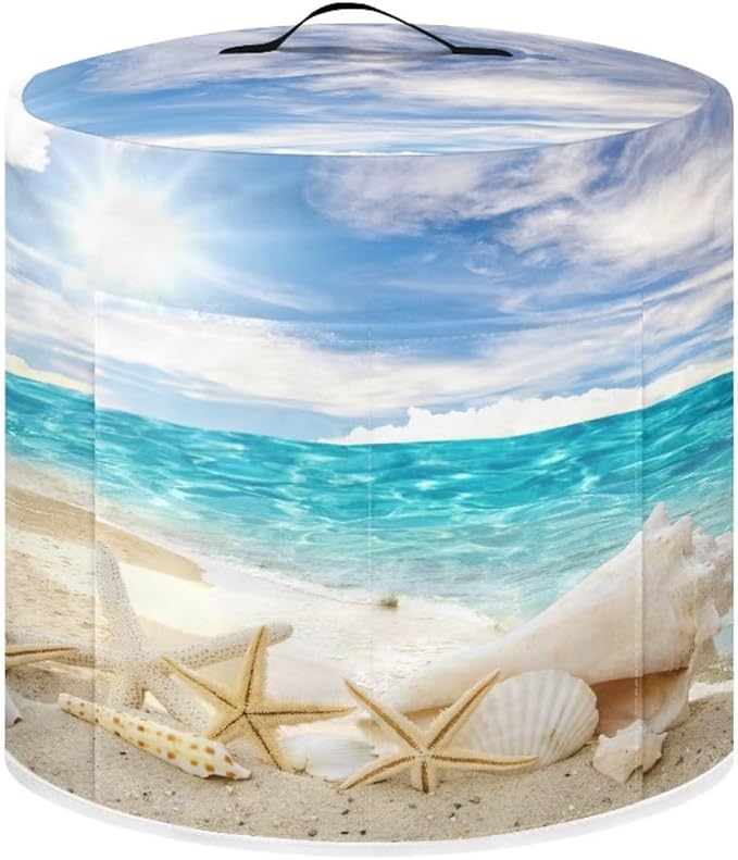Pressure Cooker Cover for 8 Quart Air Fryer Accessories, Stain Resistant Washable Electric Appliance Cover with Pockets for Coastal Decor, Beach Starfish Conch
