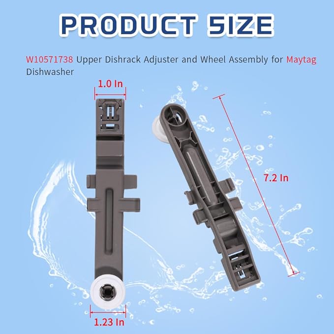 [Upgraded] W10571738 Dishwasher Upper Dishrack Adjuster and Wheel Assembly fit for Maytag/Whirlpool Dishwashers, Replace WPW10571738, 3449627, AP6023130, PS11756470