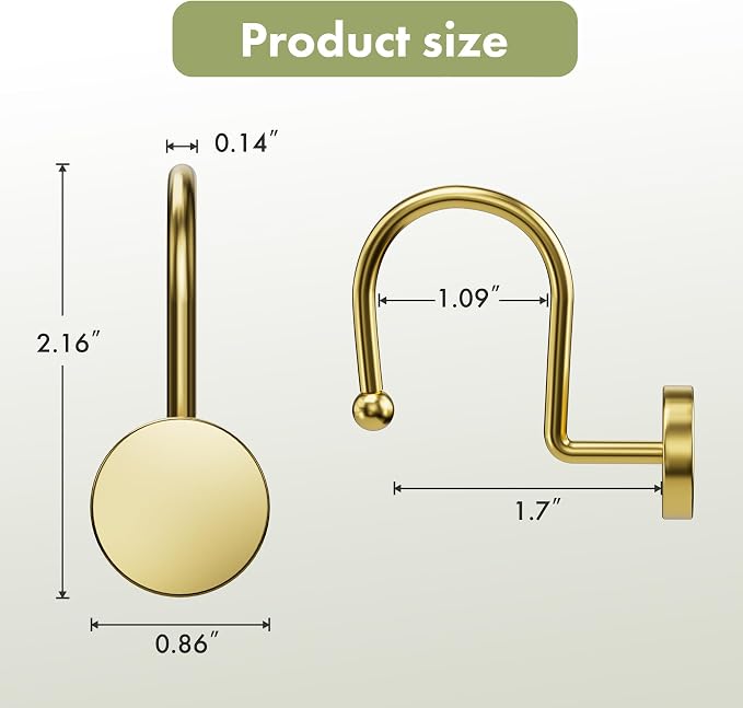 AmazerBath Gold Shower Curtain Hooks, Shower Curtain Rings Modern Decorative - Image 5