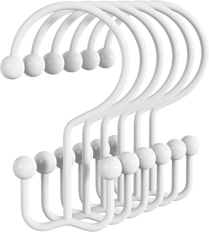 Bathway Shower Curtain Hooks White Shower Curtain Rings, Metal Shower Hooks by Bathway