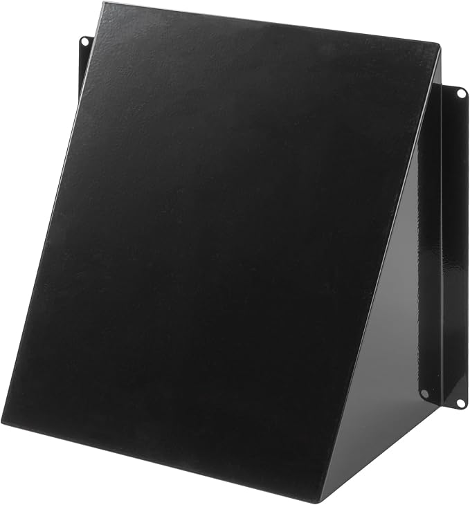 8" x 8" Black Galvanized Steel Vent Cover - Duct Exhaust/Inlet Rain Deflector - Weatherproof Guard for Open Ventilation Systems - Indoor/Outdoor Vent Hood - Air Vent Grille Protection Roof
