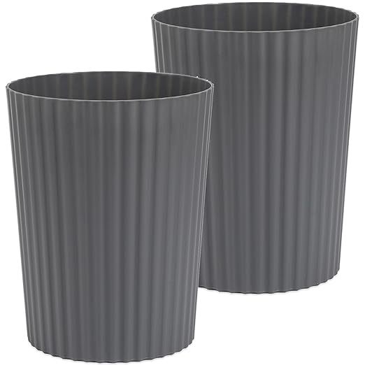 Small Bathroom Trash Can Plastic Wastebasket Garbage Can Dark Grey 2 Pack | by JiatuA