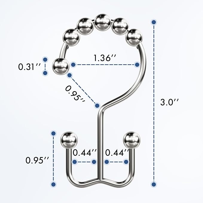 Bathway Shower Curtain Hooks Nickel Shower Curtain Rings, Metal Shower Hooks - Image 5