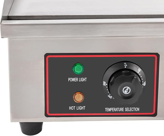 Electric Flat Top Grill Indoor & Outdoor 3000W Commercial Countertop Griddle 28.7"x15.7" Stainless Steel Flat Top Teppanyaki Grill with Dual Independent Thermostatic Control(NO PLUG)