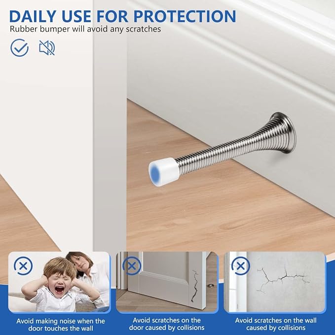 KISEER 12 Pack Spring Door Stops 3 1/4 Inch Flexible Heavy Duty Spring Door - Image 6