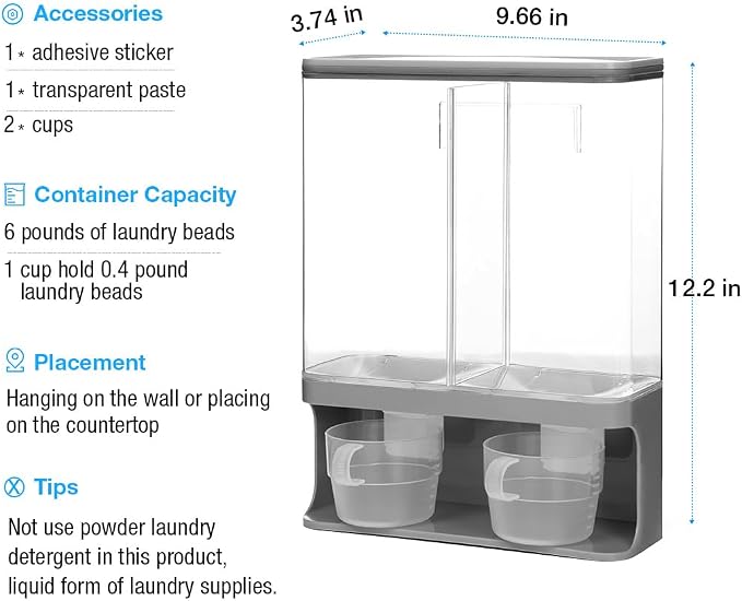 Conworld Laundry Detergent Dispenser, Wall-Mounted Scent Booster Beads Dispenser - Image 3