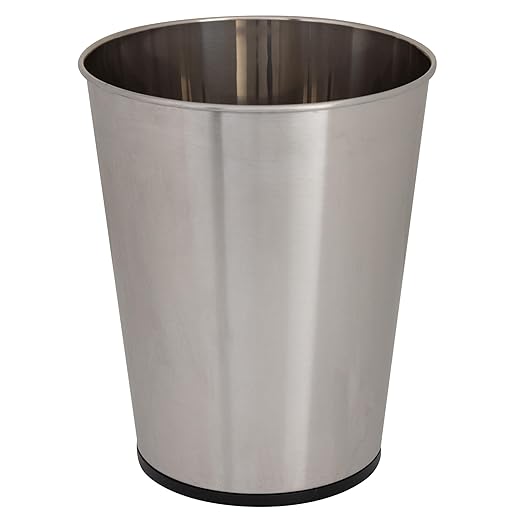Bath Bliss 5 Liter Small Wastebasket, Stainless Steel|Compact Round Open Top by BathBliss