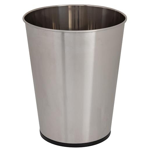 Bath Bliss 5 Liter Small Wastebasket, Stainless Steel | Compact Round Open Top by BathBliss