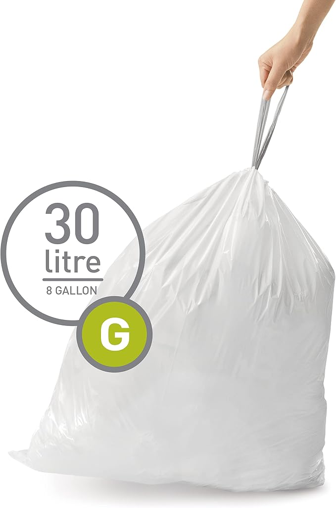 simplehuman Code G 60 Count Custom Fit Liners, Drawstring Kitchen Trash Bags - Image 2