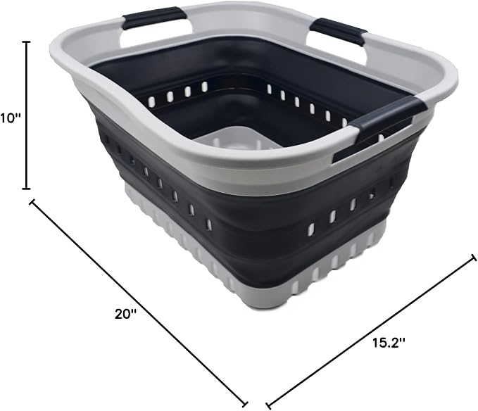 SAMMART 30L Collapsible 3 Handled Plastic Laundry Basket - Image 9