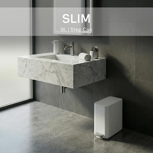 simplehuman Slim Step Can, 9L / 2.4 Gallon Primary Bathroom Trash Can, Liner - Image 2