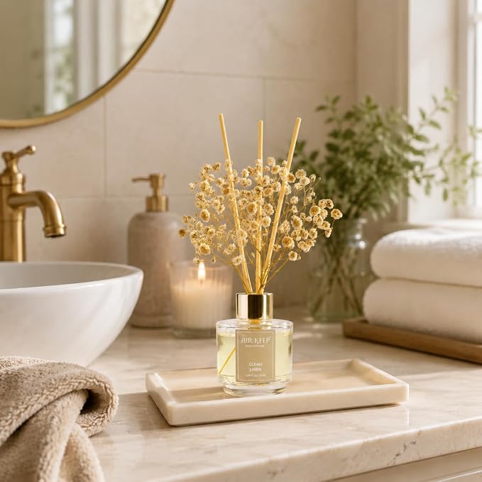 Reed Diffuser Set of 3, Clean Linen Ocean Mist&Sea Salt Lavender Eucalyptus Oil - Image 4