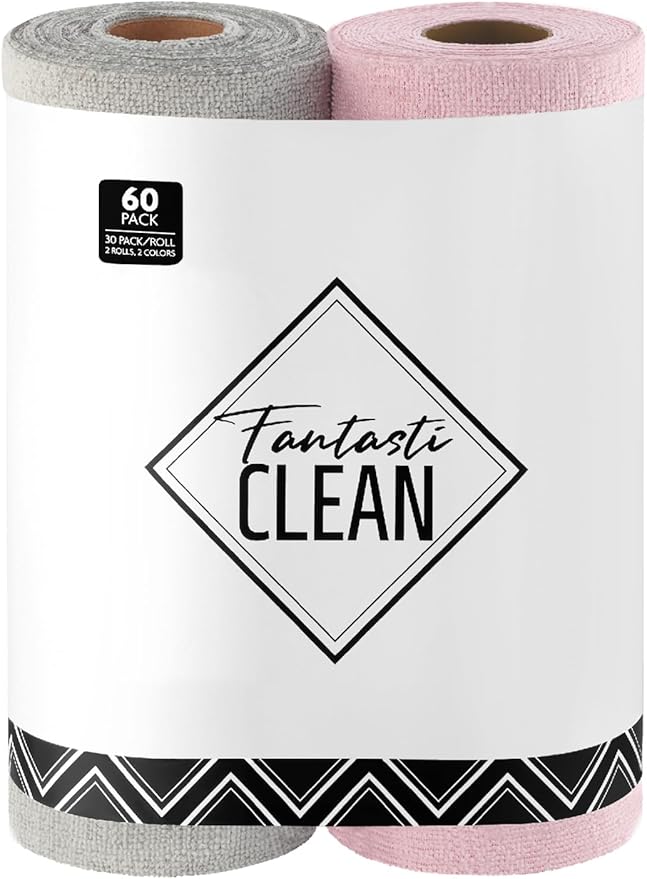 Fantasticlean Microfiber Cleaning Cloth Roll- 60 Sheets, Tear-away Microfiber by Fantasticlean