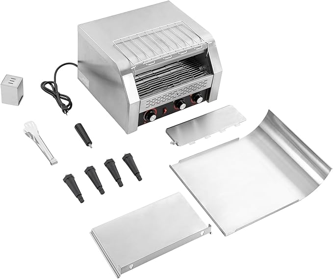 Commercial Conveyor Toaster, 2400W Heavy-duty Toasters with Multiple Heating Modes and 7 speeds, Toaster Ovens Countertop for Raditional White Slices, Wheat Bagel Halves (450 Slices/H)