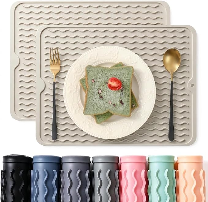2 Pack Caketime Silicone Dish Drying Mat by CAKETIME