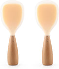 2 Pack Silicone Rice Paddle Spoon with Wood Handle, Nonstick Standing Rice Cooker Spatula Kitchen Tool, Clear