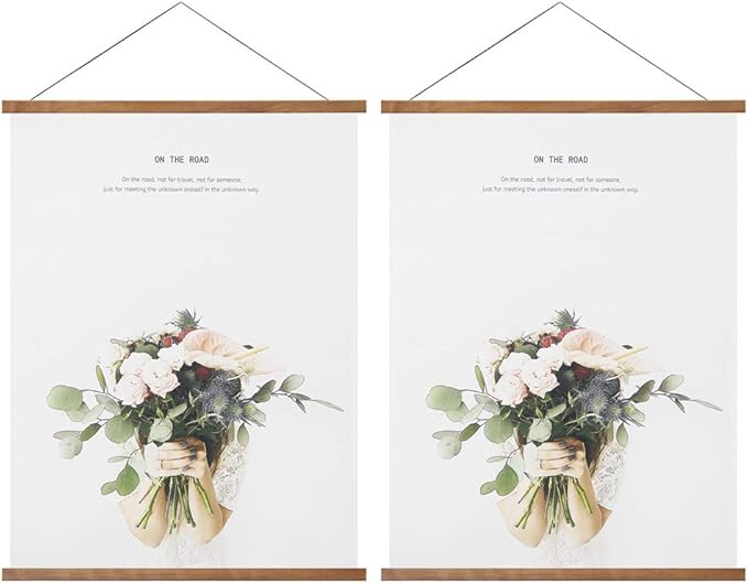 Miaowater 2 Pack Poster Frame,18x24 18x12 18x28 Magnetic Light Wood Wooden Frames Hanger for Photo Picture Art Canvas Print Artwork Wall Hanging Teak Wood 18''