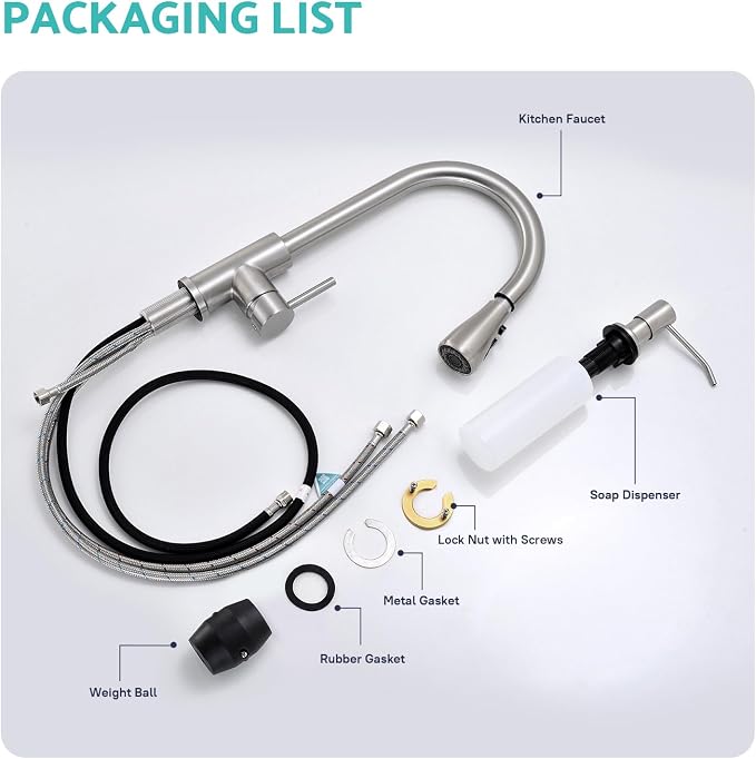 Kitchen Sink Faucet with Soap Dispenser, 3 Modes Kitchen Faucet with Pull Down - Image 6