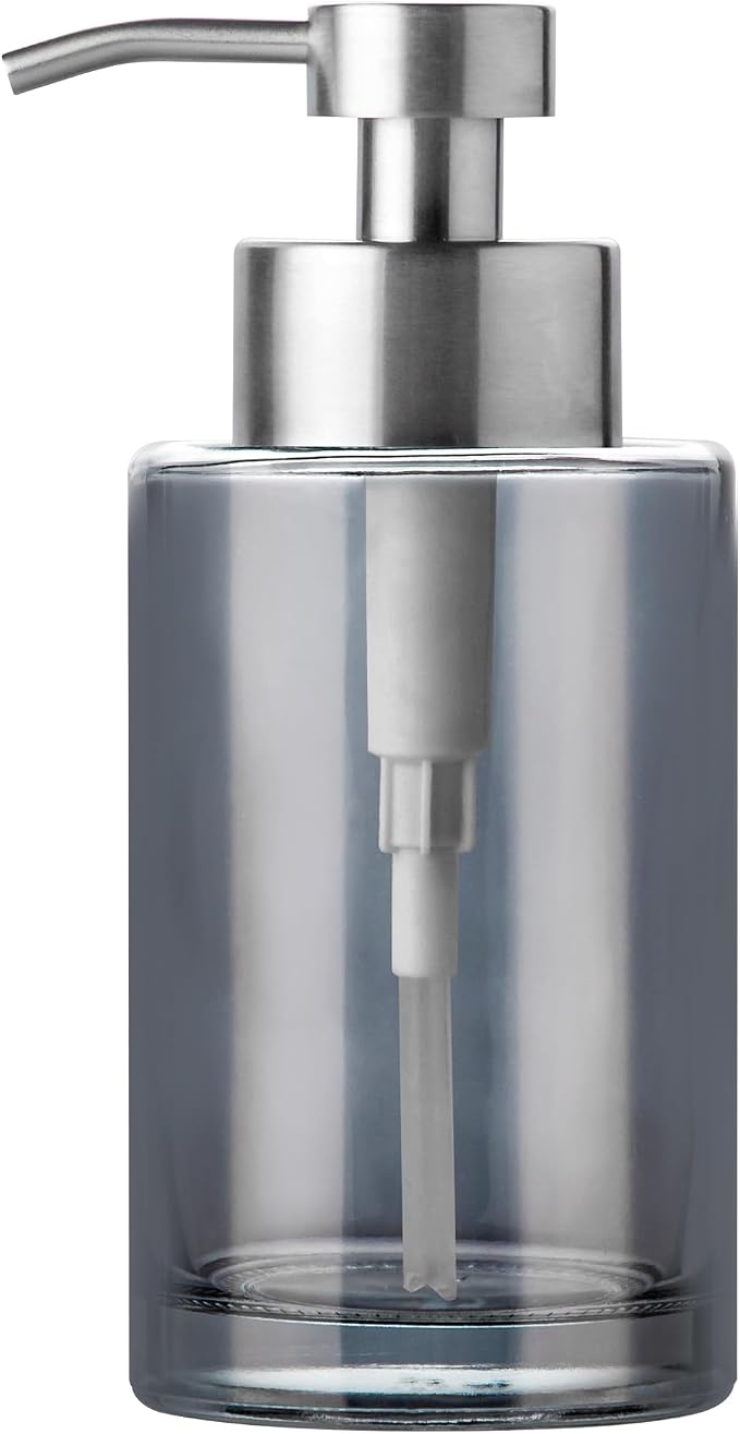 Enra Silver Soap Dispenser, Glass Hand Soap Dispenser Liquid Pump Bottle | 12oz by Enra