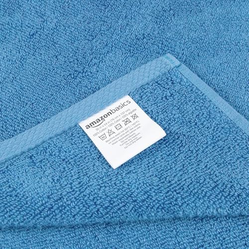 Amazon Basics 2-Piece Quick-Dry Oversize Bath Towel, 100% Cotton, Lake Blue - Image 4