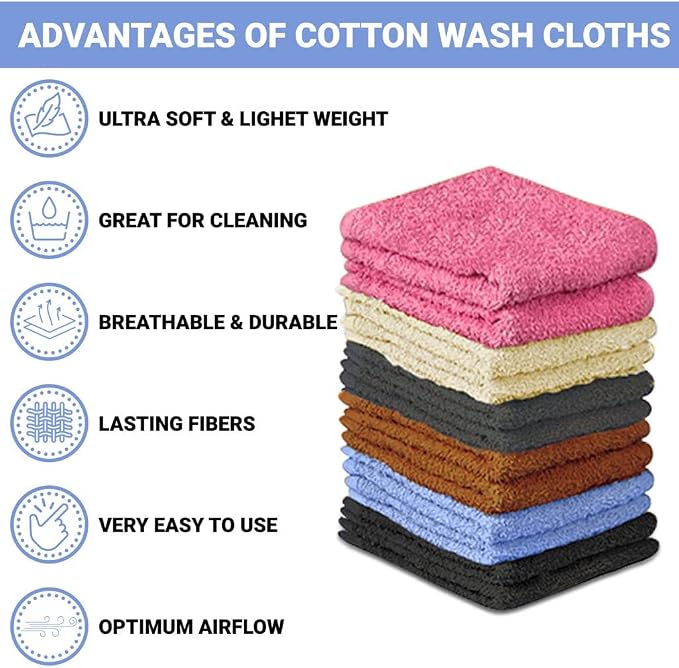 QUBA LINEN 100% Cotton Washcloth Set 24 Packs – Soft, Absorbent Face Towels - Image 2