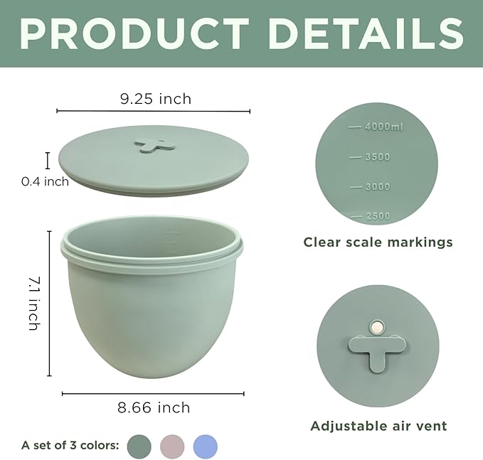 3 Pack Muticolor Silicone Liners with Lids for KitchenAid Tilt-Head 4.5 Qt Mixers, Kitchen Helper Silicone Liners for Baking and Cooking, Mixer Parts & Accessories, Not for Bowl-Lift Models