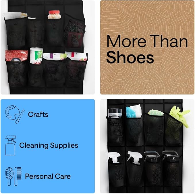 GORILLA GRIP Over the Door Shoe Organizer, 24 Extra Large Pockets, Space Saving - Image 6