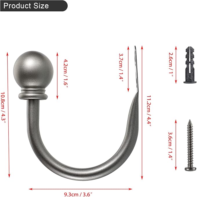 Sumnacon Curtain Holdbacks 2 Pcs Wall Mounted Curtain Tiebacks - Image 4