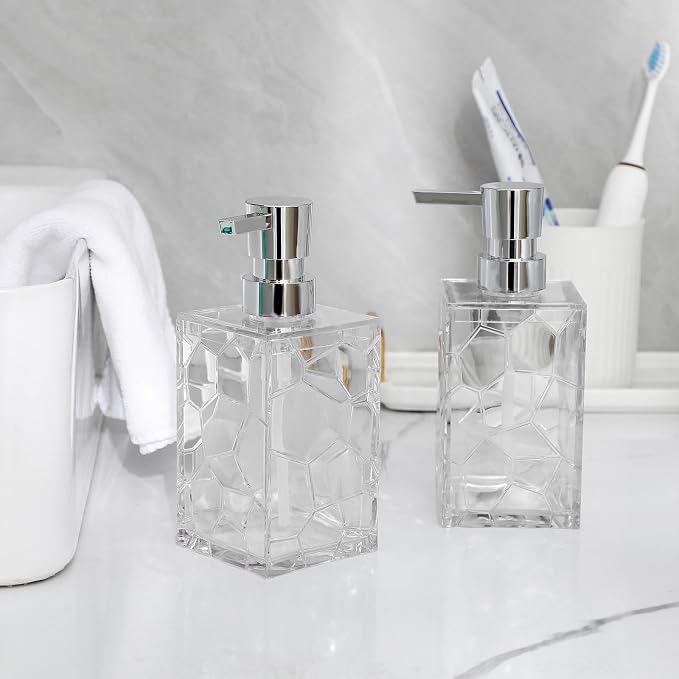 Clear Acrylic Pump Bottle Refillable Lotion Soap Dispenser 10oz | BPA-Free - Image 2