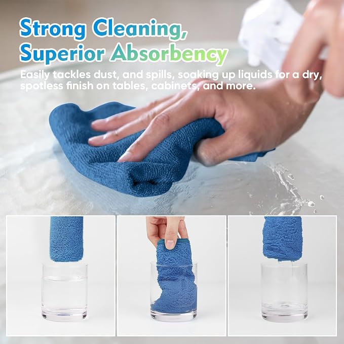 HOMEXCEL Lake Green Microfiber Cleaning Cloth 12 Pack 12.5 x 12.5 inch - Image 5