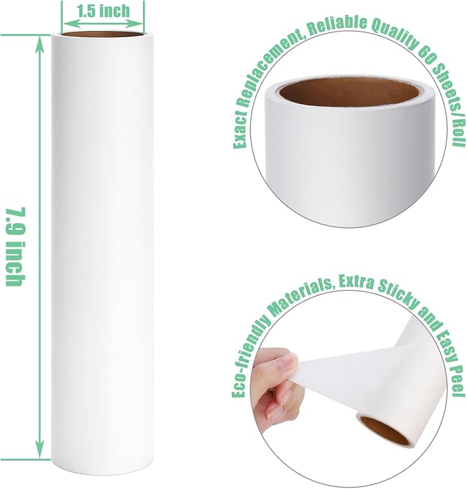 7.9 inch Lint Roller Refills Only, Extra Sticky Tape Roller Refills - Image 4