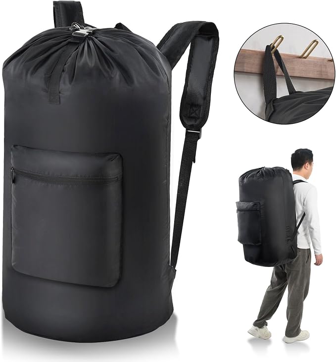 OTraki Laundry Bag Backpack, Portable Travel Dorm Laundry Bag - Image 6