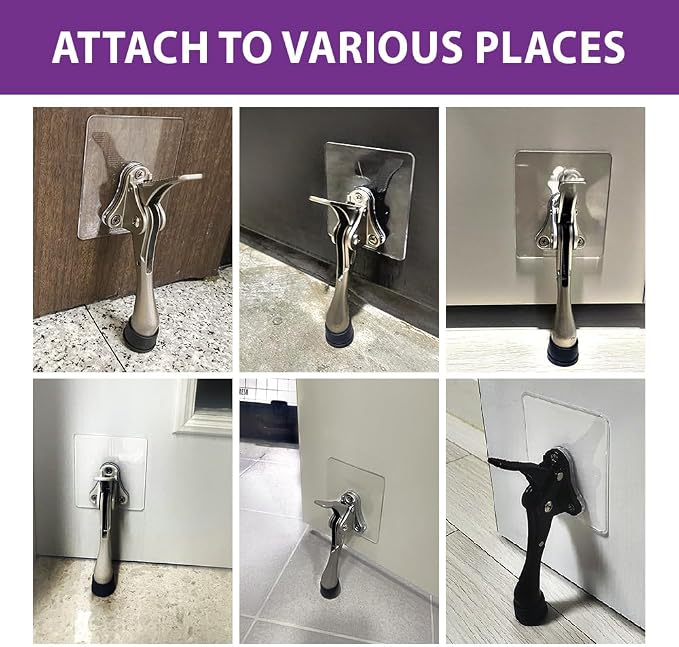 HASHI 6 Inch Kickdown Door Stopper No Drilling, Hands-Free Foot Operated Door - Image 7