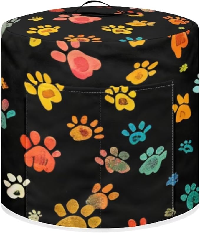 Flashideas Colorful Dog Paw Prints Pressure Cooker Cover for Women Insulated Rice Cooker Cover with Easy to Clean Lining Stain Resistant Dust Cover with Pockets for Instant Pot 6 Quart Appliance Cover