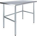 AmGood Stainless Steel Work Table Open Base | NSF Kitchen Island Food Prep | Laundry Garage Utility Bench (48" Long X 30" Deep)