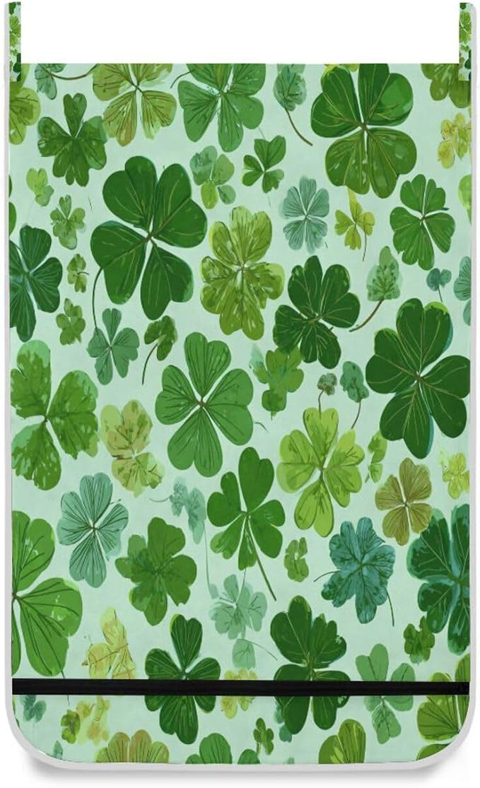 Green St Patrick Clovers Hanging Laundry Hamper Door Hampers Bag Basket - Image 2
