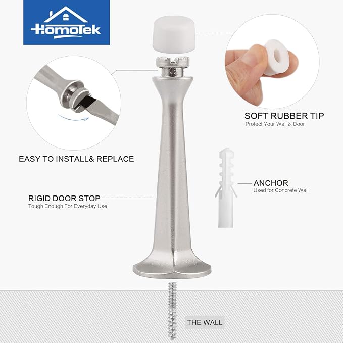 HOMOTEK 12 Pack Heavy Duty Solid Rigid Door Stop - Image 3