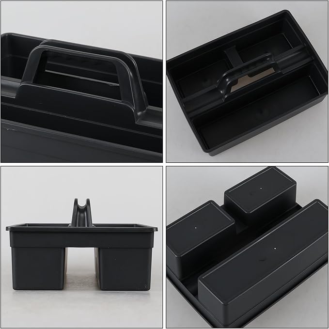 3-Compartment Plastic Storage Caddy with Handle, 4 Pack Cleaning Supplies Caddy Baskets