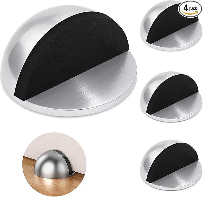 Self Adhesive Door Stoppers, Stainless Steel No Drill Rubber Floor Door Stop by Unknown