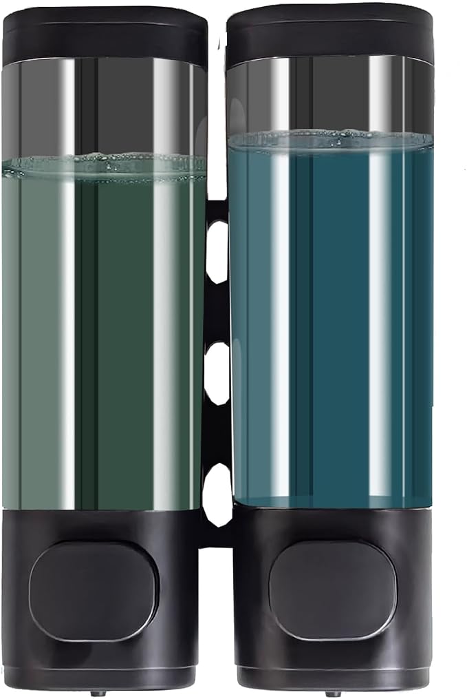 2-Chamber 10oz/300ML Black Plastic Hand Wall Mounted Soap Dispensers | by Unknown