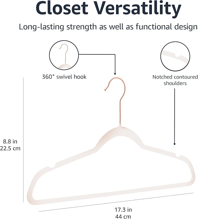 Amazon Basics Space Saving Slim Velvet Non-Slip Suit Clothes Hangers, Sturdy - Image 5