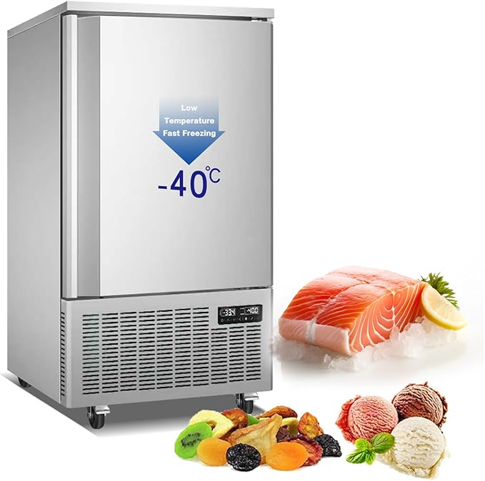 Kolice Commercial Heavy Duty 10 Trays Blast Chiller & Freezer with Food Probe, Lowest temp: -40°F, for Restaurants,Bakerys,Hotels to Preserve Ice Cream,Sea Food,Chicken,Dumpling,Beef,Dough,etc