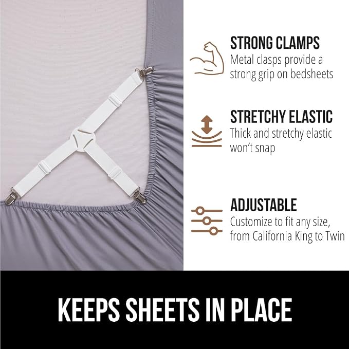 GORILLA GRIP Patented Bed Sheet Holders, Adjustable Elastic Fasteners - Image 5