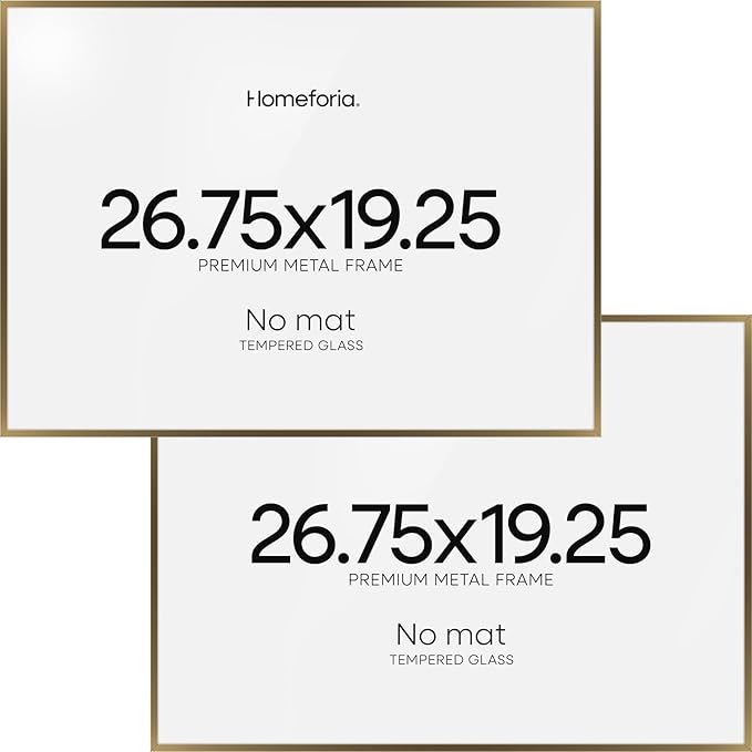 Homeforia 19.25x26.75 Bronze Puzzle Frame, High End Metal 19.25 by 26.75 Picture Frames without Mat, 26.75x19.25 Brass Art Frame for Wall, 19.25by26.75 Puzzle Frames, Tempered Glass, Wall Kit, Set of 2