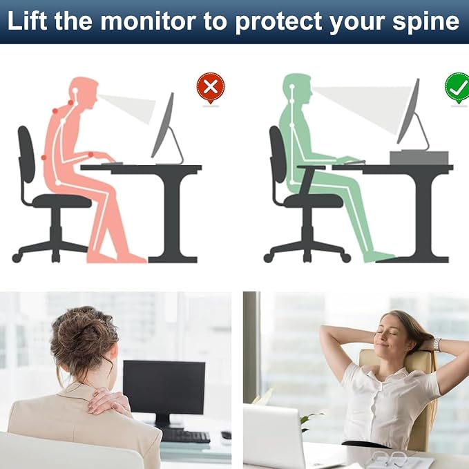 Spacrea Monitor Stand with Drawer and Pen Holder | Monitor Riser Desk - Image 6